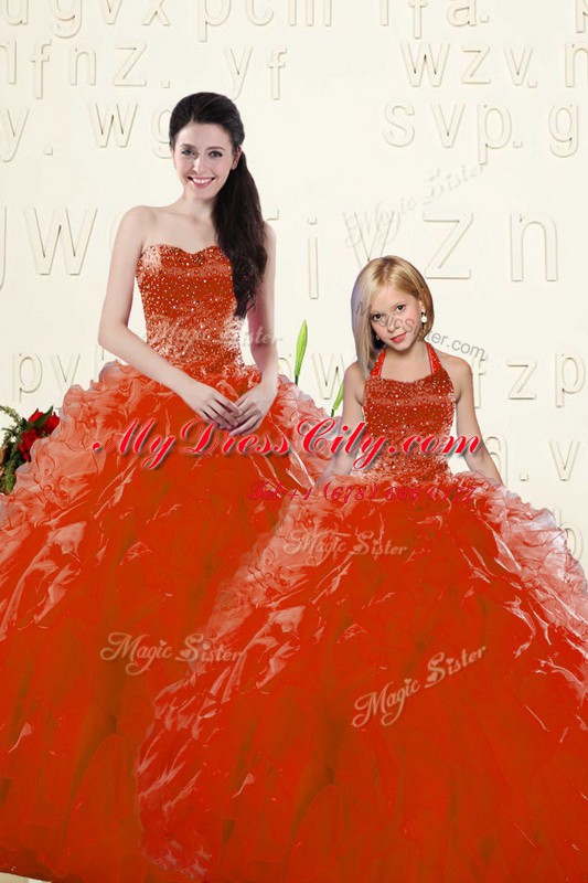 Long Sleeves Lace Up Floor Length Beading and Ruffles Sweet 16 Dresses