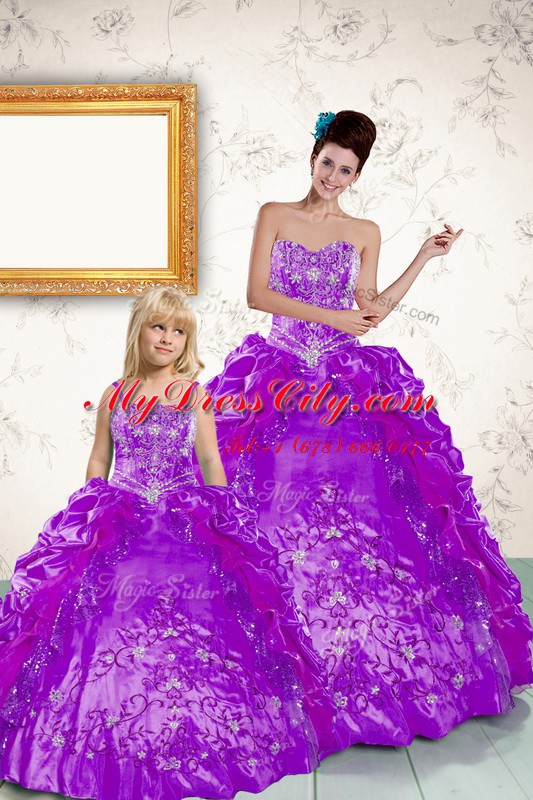 Cheap Strapless Sleeveless Taffeta Quince Ball Gowns Beading and Embroidery and Pick Ups Lace Up