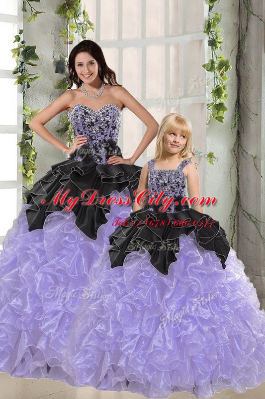 Hot Sale Sleeveless Beading and Ruffles Lace Up Ball Gown Prom Dress