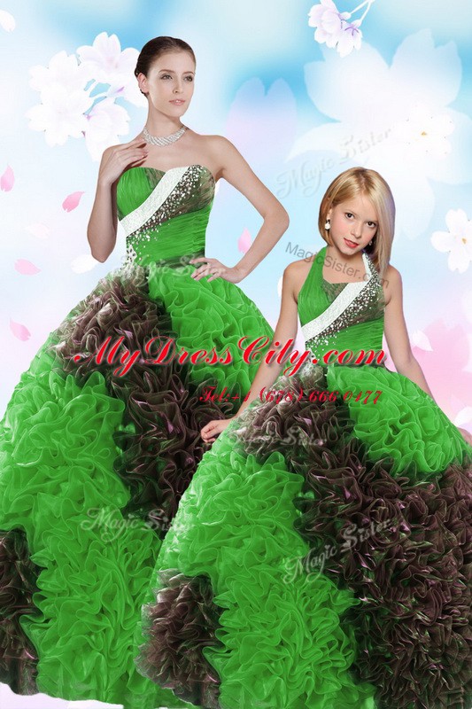 Lovely Taffeta Sleeveless Floor Length Vestidos de Quinceanera and Sequins and Pick Ups