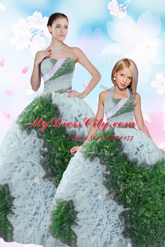 Sequins Pick Ups Floor Length Multi-color Quinceanera Gown Sweetheart Sleeveless Lace Up