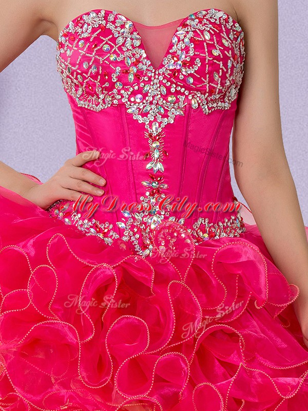 Multi-color Sleeveless Floor Length Beading and Ruffles Lace Up Quinceanera Dresses