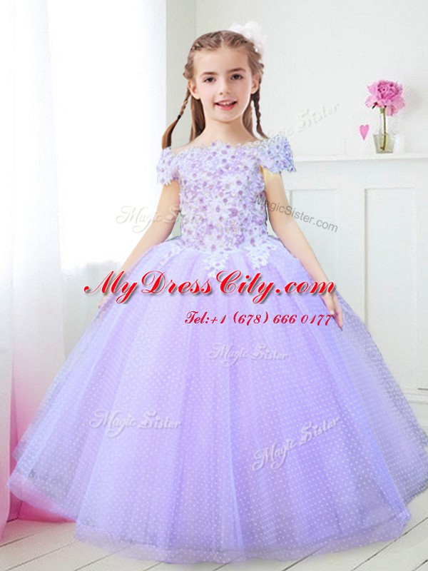 Glittering White Sleeveless Beading and Appliques Floor Length Flower Girl Dresses for Less