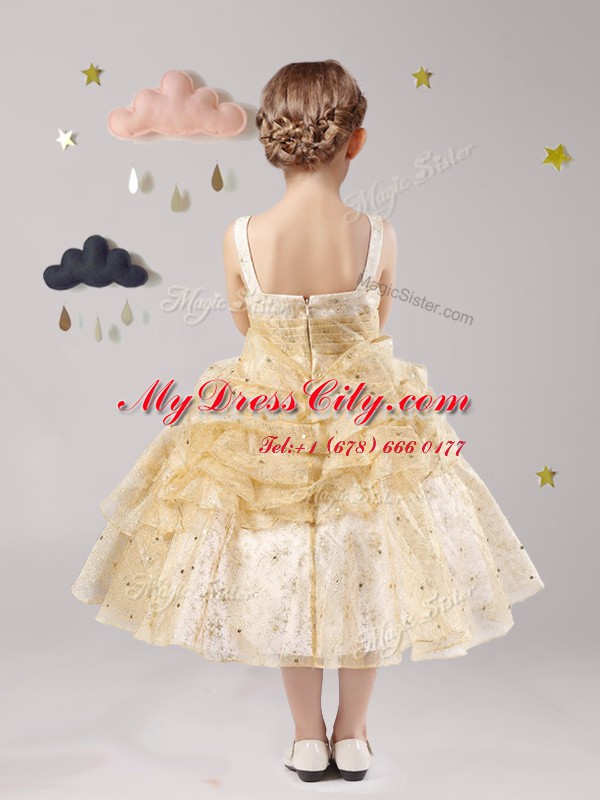 Straps Sleeveless Pick Ups and Hand Made Flower Zipper Flower Girl Dresses for Less