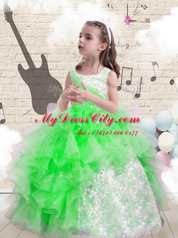 Sleeveless Organza Lace Up Kids Pageant Dress for Party and Wedding Party