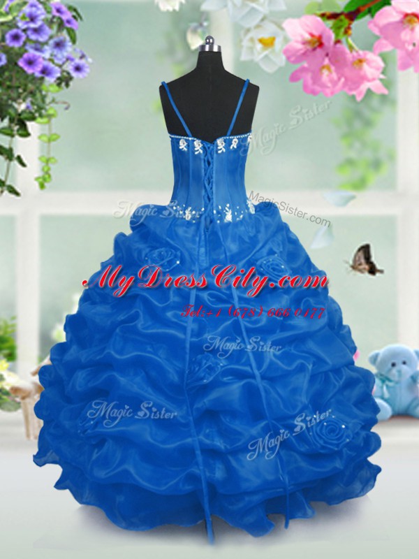 Trendy Sleeveless Beading and Pick Ups Lace Up Little Girl Pageant Dress