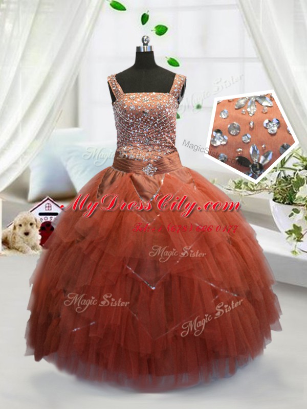 Inexpensive Sleeveless Beading and Ruffles Lace Up Party Dress