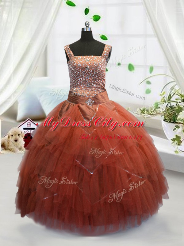 Inexpensive Sleeveless Beading and Ruffles Lace Up Party Dress