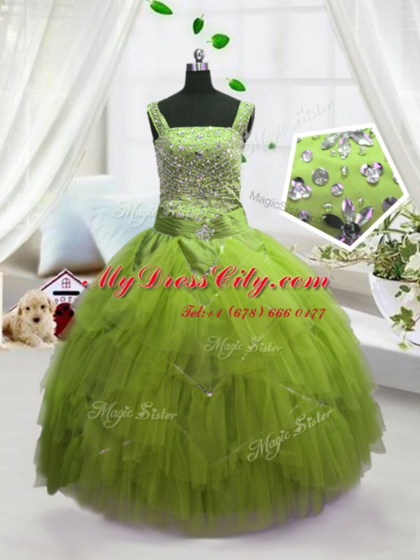 Charming Sleeveless Lace Up Floor Length Beading and Ruffles Party Dress