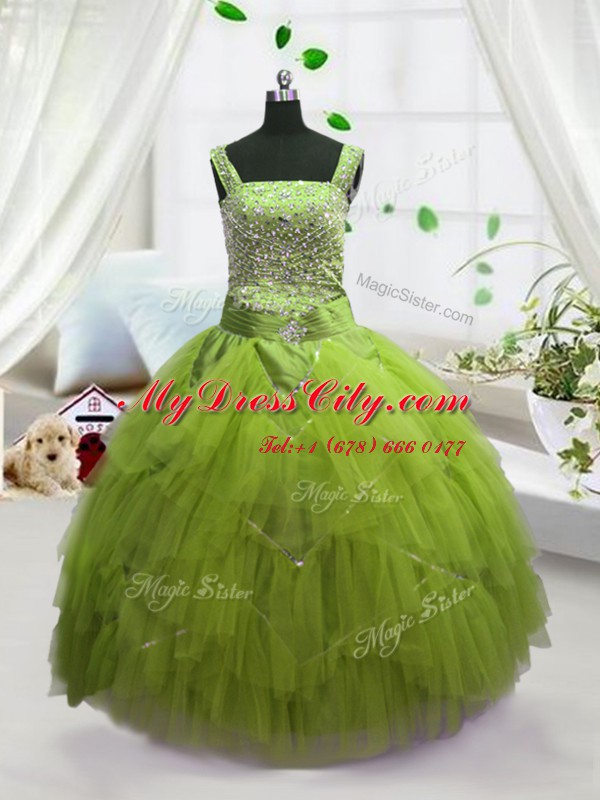 Charming Sleeveless Lace Up Floor Length Beading and Ruffles Party Dress