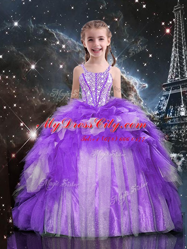 Floor Length Ball Gowns Sleeveless Purple Pageant Dress Wholesale Lace Up