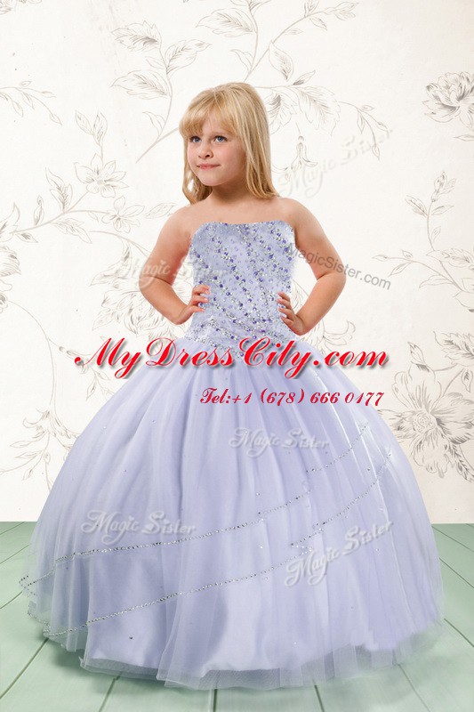 Beading Kids Formal Wear Grey Lace Up Sleeveless Floor Length