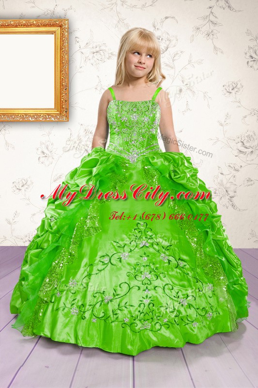 Adorable Sleeveless Lace Up Floor Length Beading and Appliques and Pick Ups High School Pageant Dress