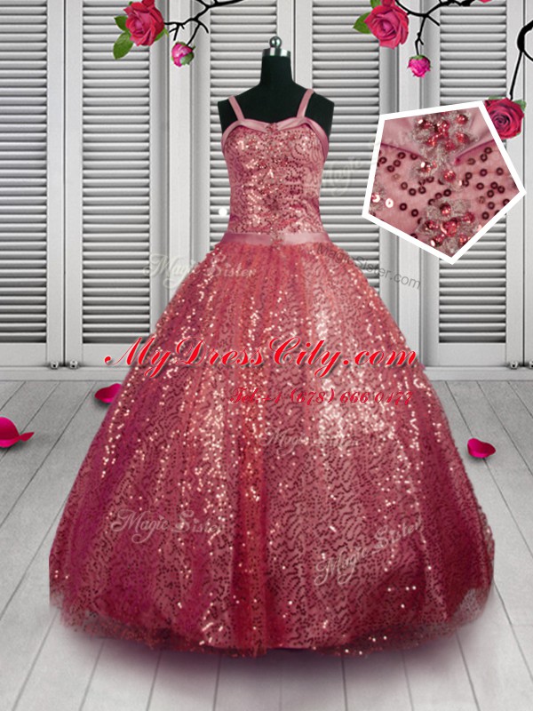 Customized Sleeveless Lace Up Floor Length Beading and Sequins Pageant Dress Wholesale