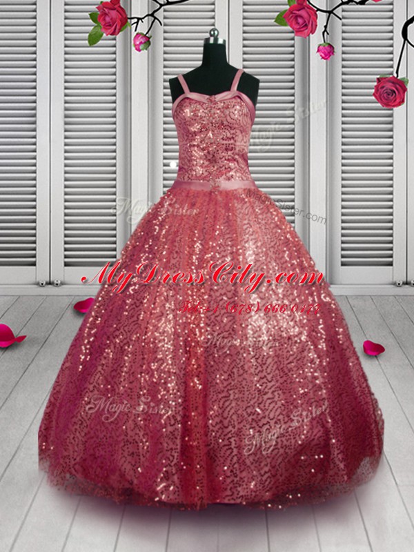 Customized Sleeveless Lace Up Floor Length Beading and Sequins Pageant Dress Wholesale