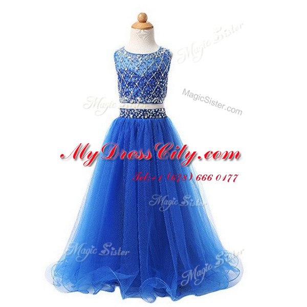 Scoop Sleeveless Organza Flower Girl Dresses for Less Beading Zipper