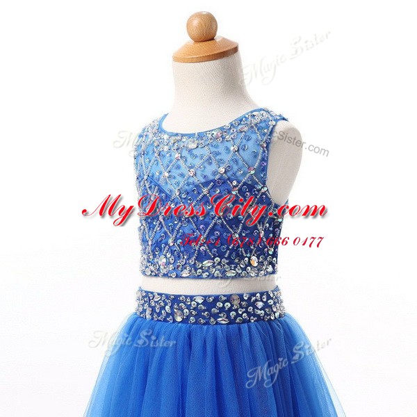 Scoop Sleeveless Organza Flower Girl Dresses for Less Beading Zipper