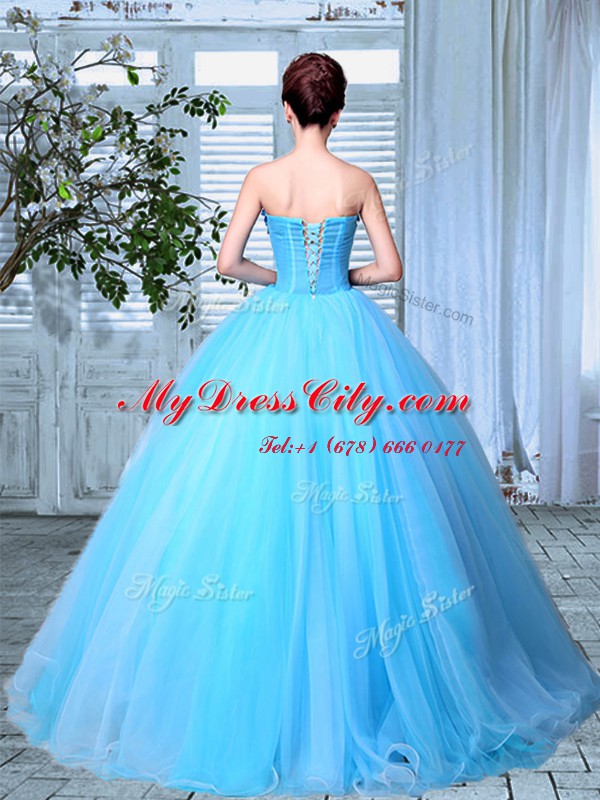 Sleeveless Lace Up Floor Length Appliques 15th Birthday Dress