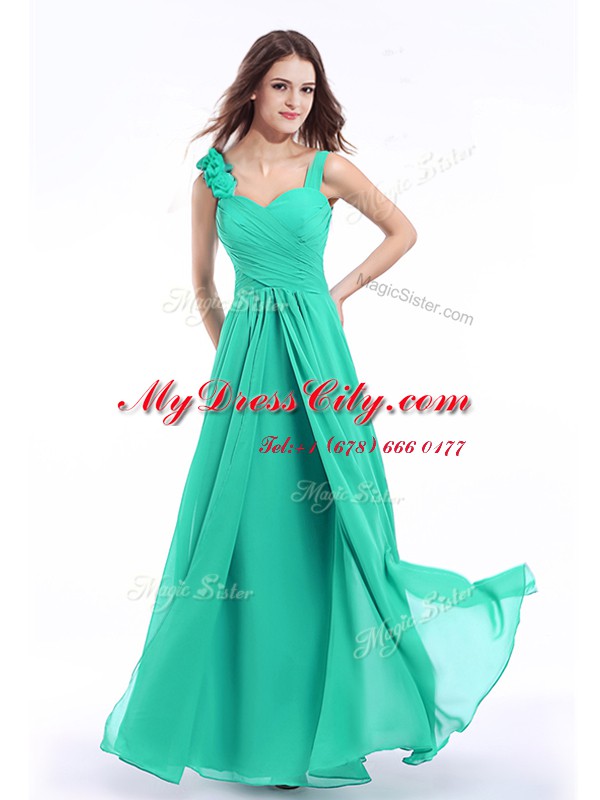 Inexpensive Straps Sleeveless Hand Made Flower Zipper Evening Dress