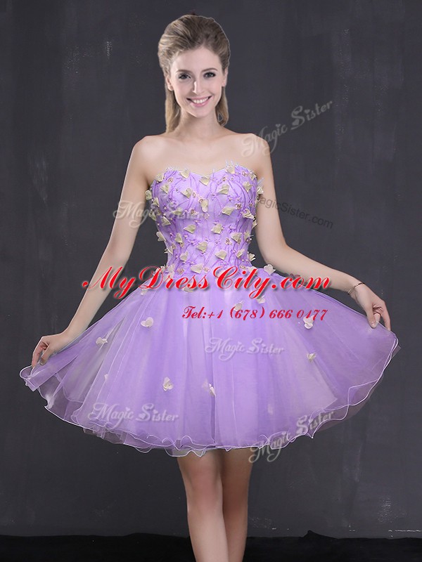 Clearance Lavender Dress for Prom Prom and Party and For with Appliques Sweetheart Sleeveless Lace Up