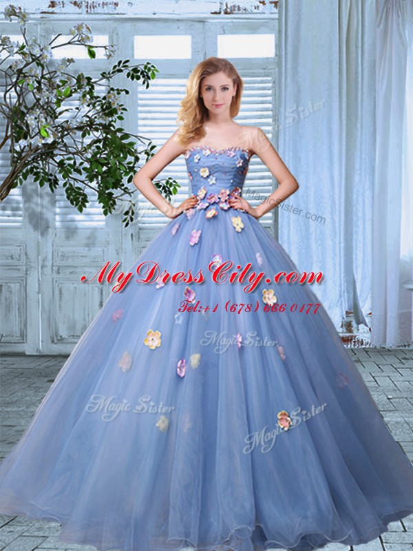 Sophisticated Lavender Sweetheart Lace Up Appliques Quinceanera Dresses Sleeveless