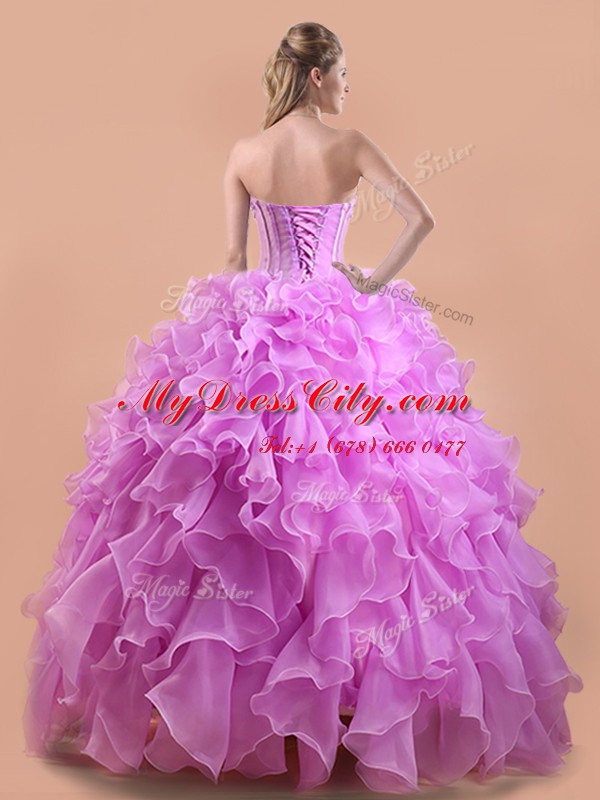 Classical Floor Length Lace Up Quinceanera Gowns Gold for Prom with Appliques and Ruffles