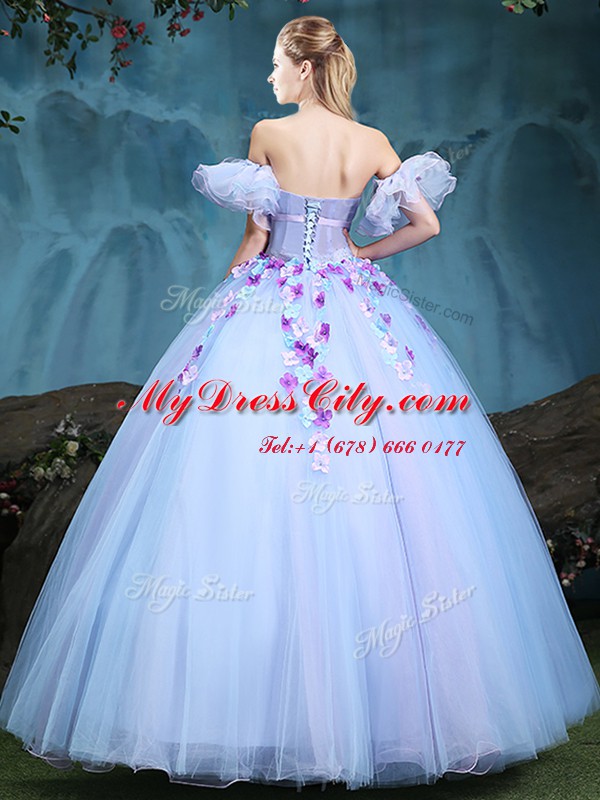 Lavender Sleeveless Tulle Lace Up Quinceanera Dress for Military Ball and Sweet 16 and Quinceanera