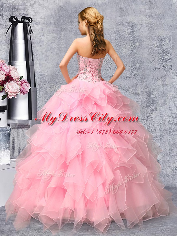 Sleeveless Beading and Ruffles Lace Up Quinceanera Gowns