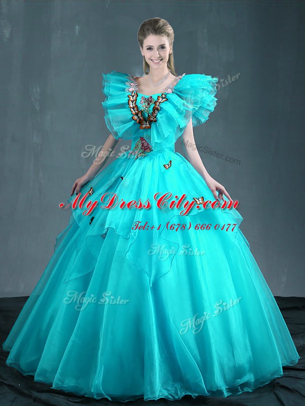 Sleeveless Lace Up Floor Length Embroidery Quinceanera Dresses