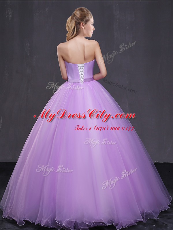 Adorable Lavender Quinceanera Dresses Military Ball and Sweet 16 and Quinceanera and For with Appliques Sweetheart Sleeveless Lace Up