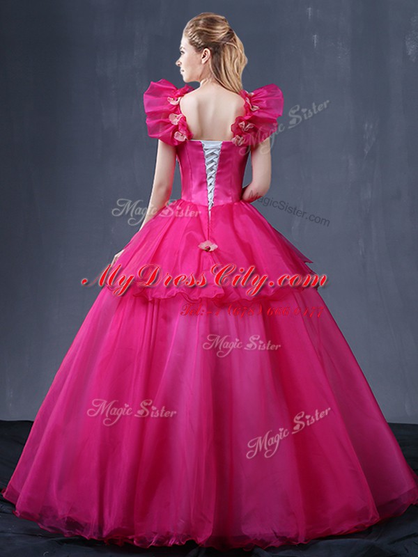 Straps Sleeveless Tulle Quince Ball Gowns Appliques Lace Up