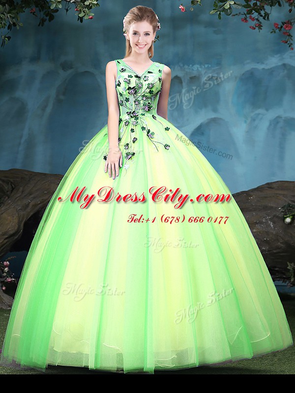 Multi-color Sleeveless Tulle Lace Up Quinceanera Dresses for Military Ball and Sweet 16 and Quinceanera