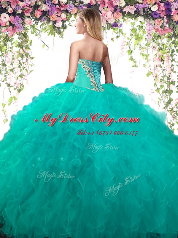 Classical Sweetheart Sleeveless Quinceanera Gown Floor Length Beading Royal Blue Tulle