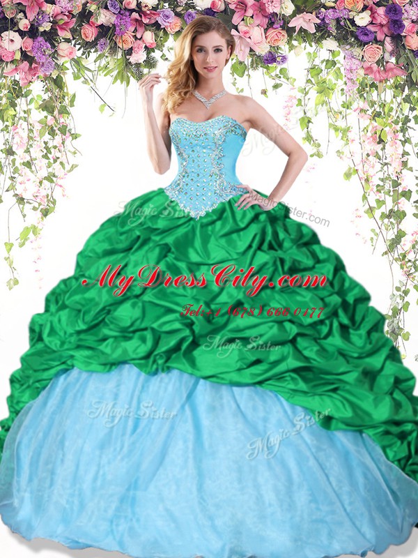 Floor Length Lace Up Quinceanera Dresses Multi-color for Military Ball and Sweet 16 and Quinceanera with Beading and Pick Ups