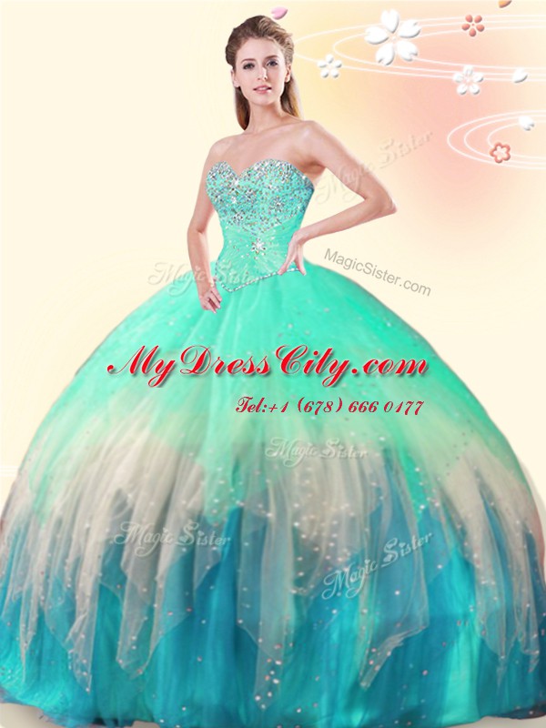 Admirable Multi-color Sweet 16 Dresses Military Ball and Sweet 16 and Quinceanera and For with Beading Sweetheart Sleeveless Lace Up