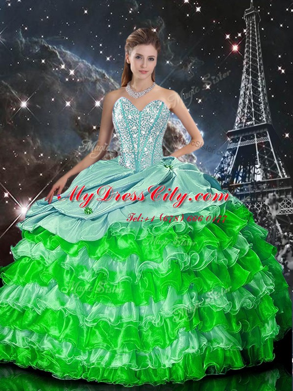 Sweet Multi-color Sweetheart Zipper Beading and Ruffles Quinceanera Dress Sleeveless