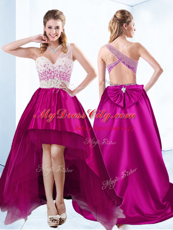 Sweetheart Sleeveless Satin Beading Criss Cross