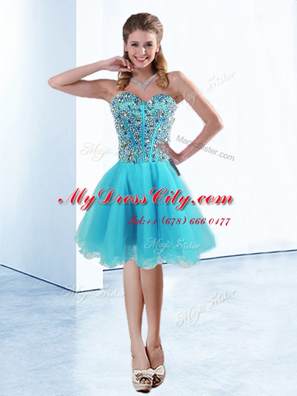 Discount Tulle Sleeveless Knee Length Cocktail Dresses and Beading