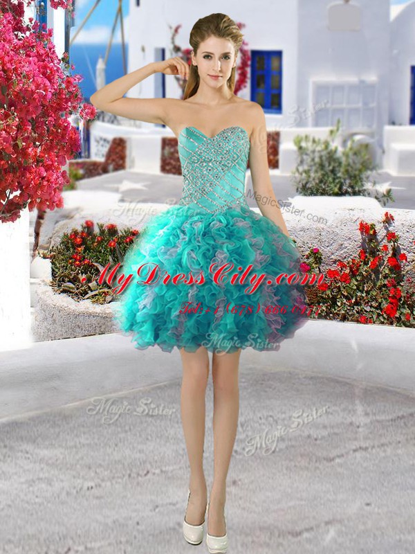 Three Piece Multi-color Sleeveless Beading Floor Length Sweet 16 Dresses