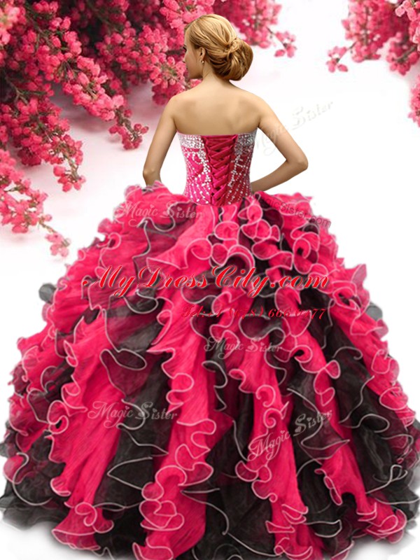 Extravagant Blue And Black Lace Up 15 Quinceanera Dress Beading and Ruffles Sleeveless