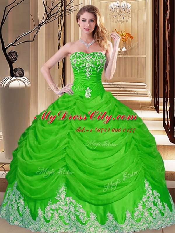 Charming Tulle Lace Up Sweetheart Sleeveless Floor Length Sweet 16 Dress Lace and Appliques