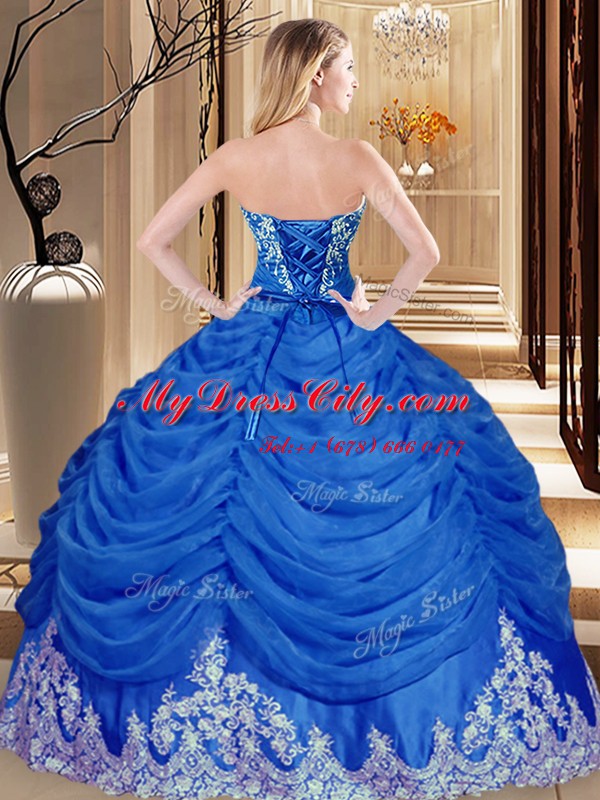 Charming Tulle Lace Up Sweetheart Sleeveless Floor Length Sweet 16 Dress Lace and Appliques