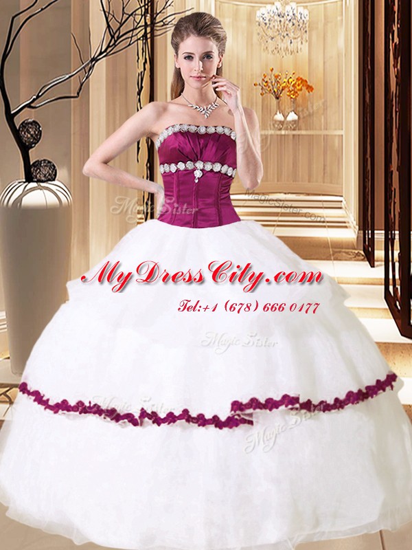 Strapless Sleeveless Organza Vestidos de Quinceanera Beading Lace Up