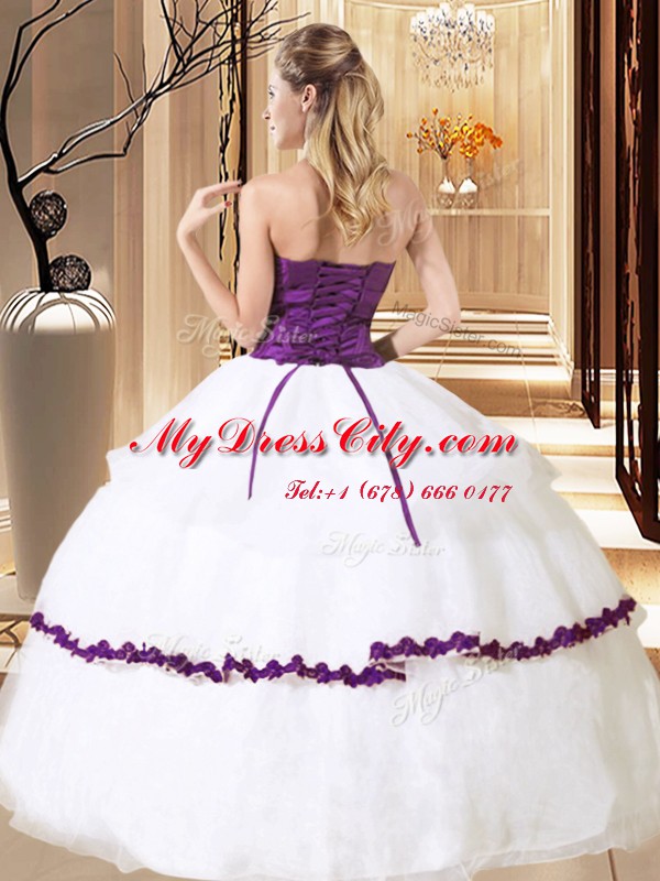 Strapless Sleeveless Organza Vestidos de Quinceanera Beading Lace Up