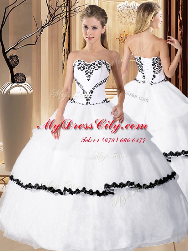 Luxury Organza Sleeveless Floor Length Vestidos de Quinceanera and Beading and Embroidery