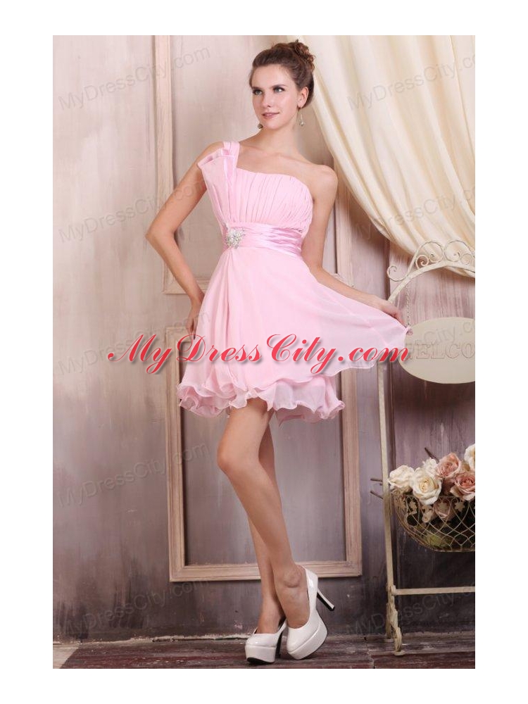 Baby Pink Strapless Short Mini-length Prom Dress with Beading ...