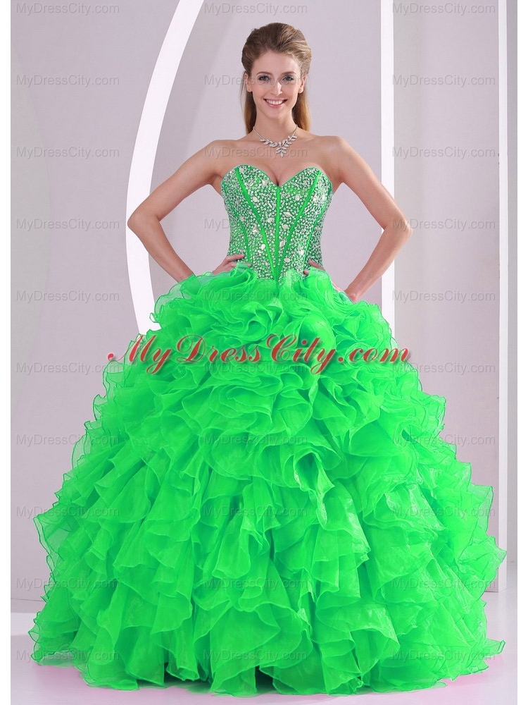 Sweetheart Ruffles and Beading Floor-length Rainbow Quinceanera Dresses ...