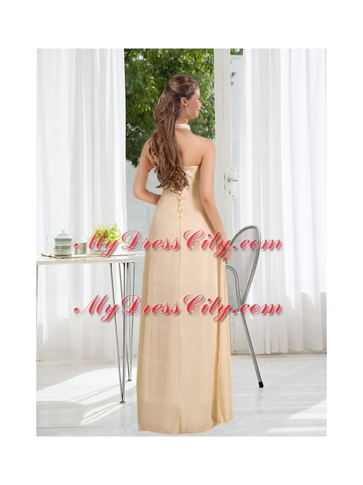 Halter Empire 2015 Classical Bridesmaid Dress with Lace