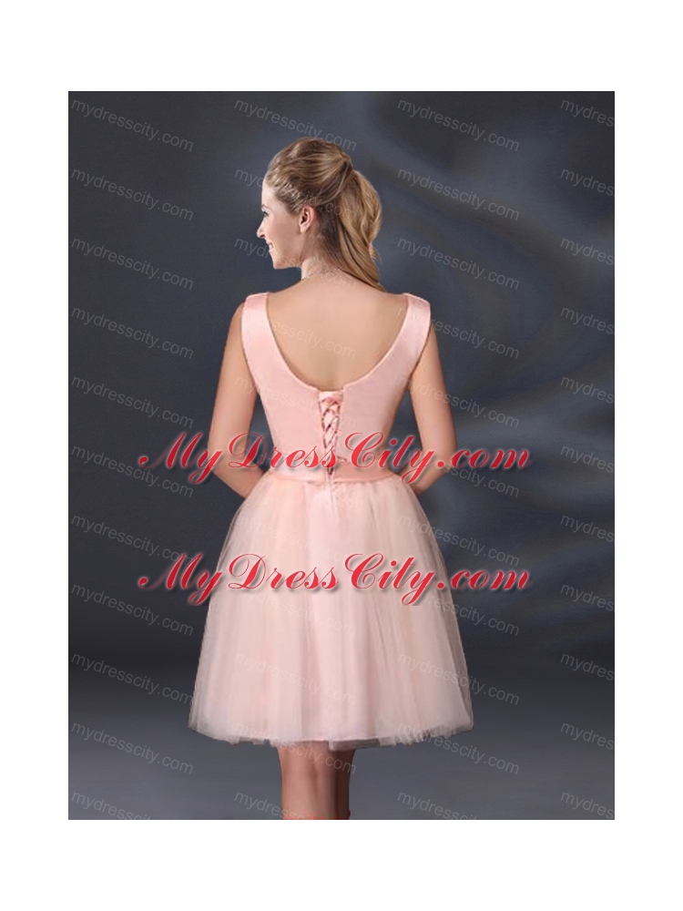 2015 Sweet Belt Mini Length Bridesmaid Dresses with V Neck