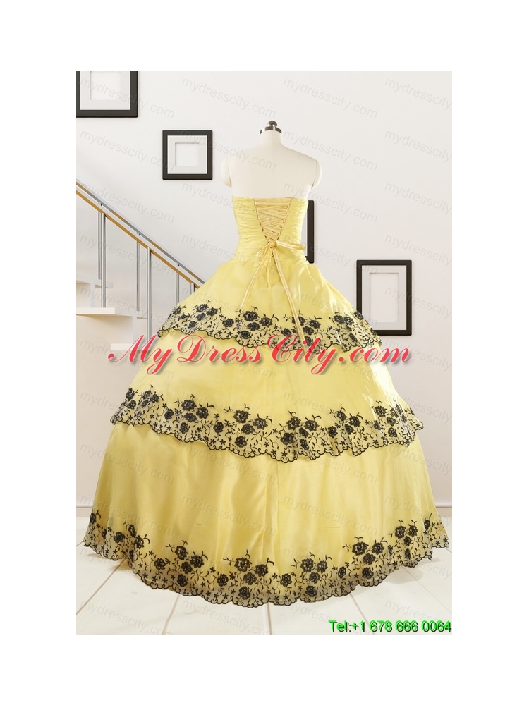 Pretty Ball Gown Appliques Quinceanera Dress for 2015